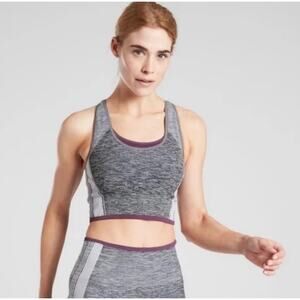 Athleta Sports‎ Bra Womens Small Purple Grey Impact Double Layer Racerback